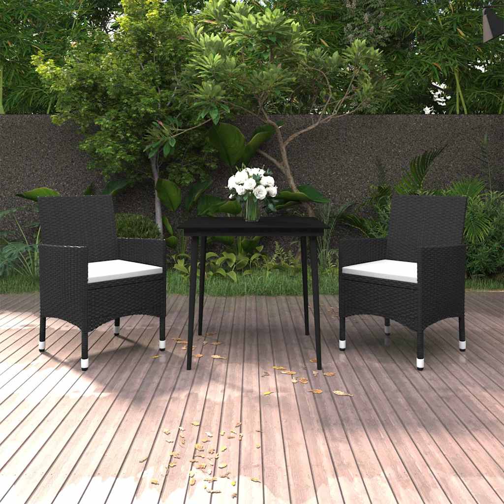 Vidaxl 3-delige tuinset met kussens poly rattan en glas