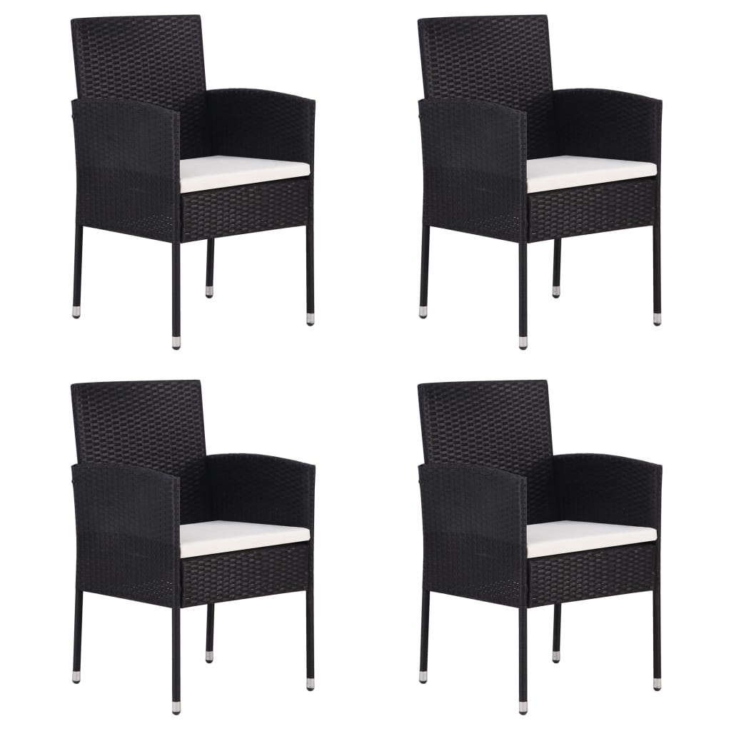 Vidaxl tuinstoelen 4 st met crèmewitte kussens poly rattan zwart