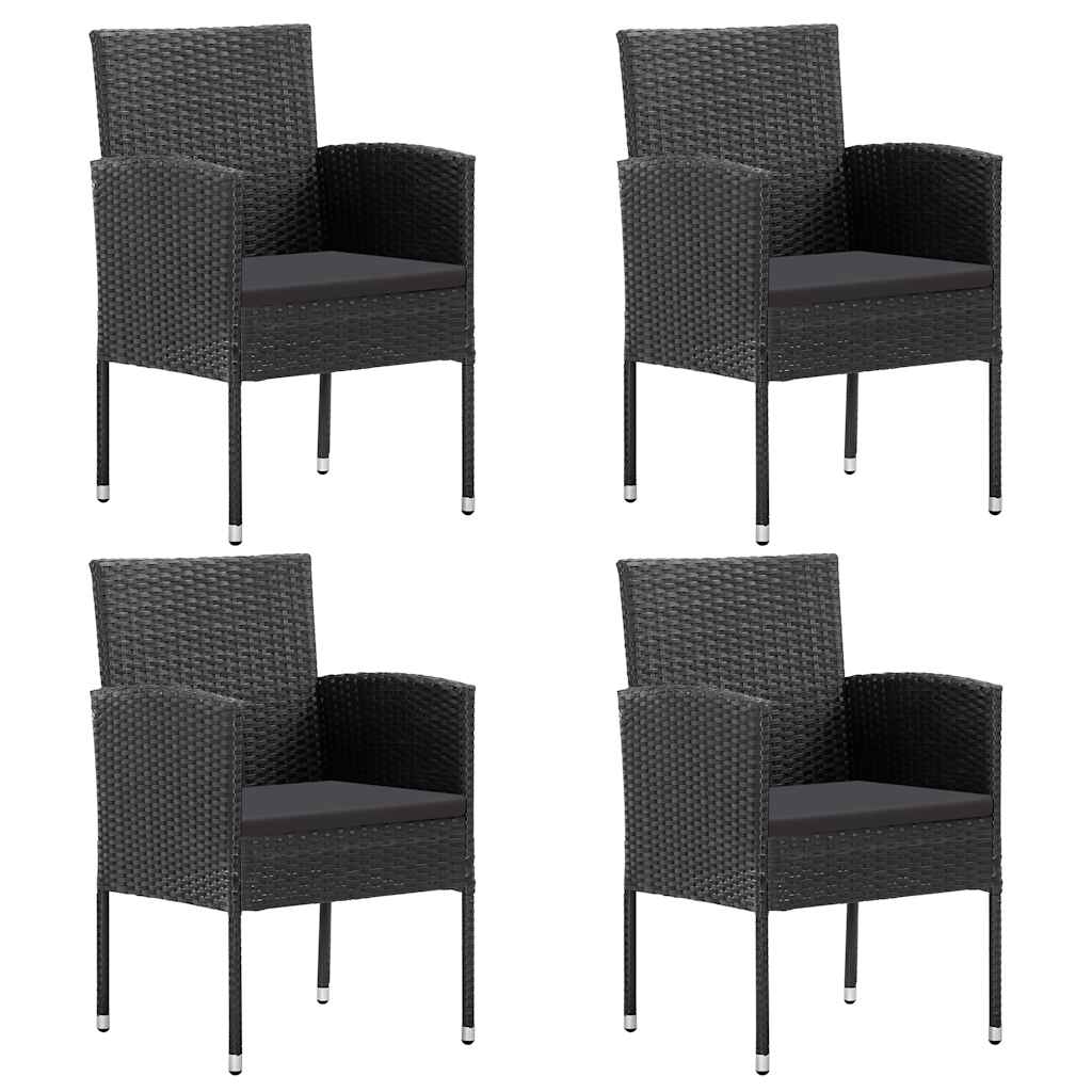 Vidaxl tuinstoelen 4 st met zwarte kussens poly rattan zwart