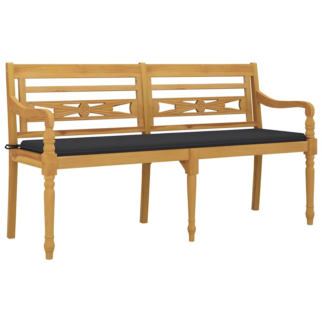 Vidaxl bankje batavia met antracietkleurig kussen 150 cm teakhout
