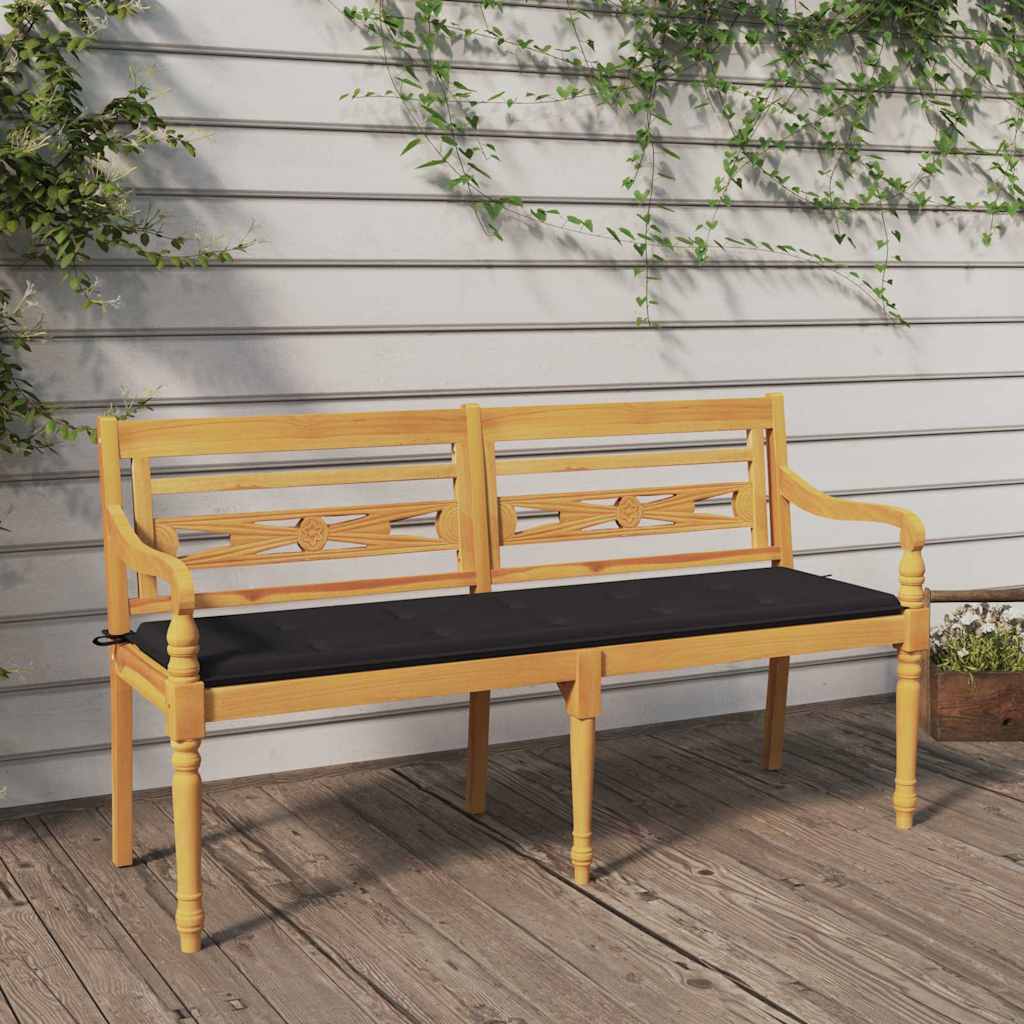 Vidaxl bankje batavia met antracietkleurig kussen 150 cm teakhout