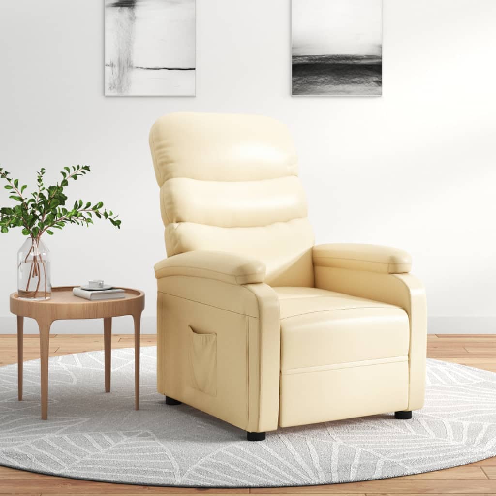 Vidaxl fauteuil verstelbaar kunstleer crèmekleurig