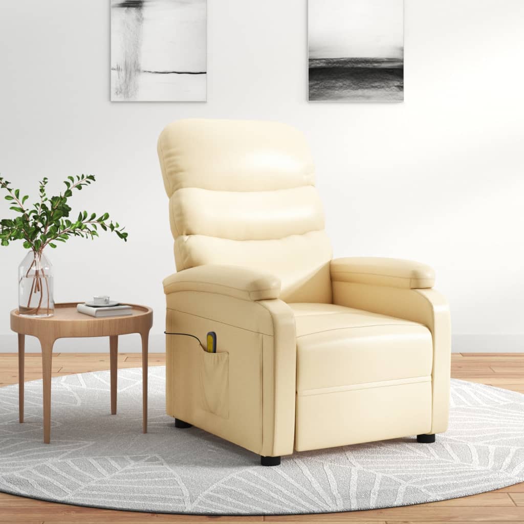 Vidaxl massagestoel kunstleer crèmekleurig