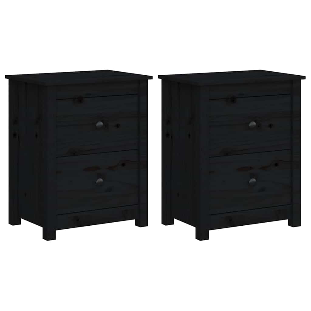 Vidaxl nachtkastjes 2 st 50x35x61,5 cm massief grenenhout zwart