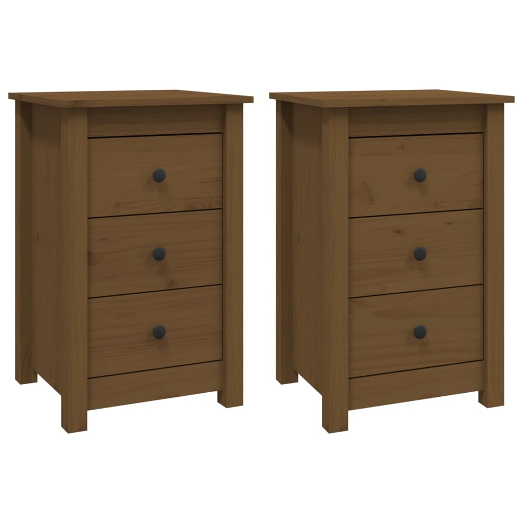 Vidaxl nachtkastjes 2 st 40x35x61,5 cm massief grenenhout honingbruin