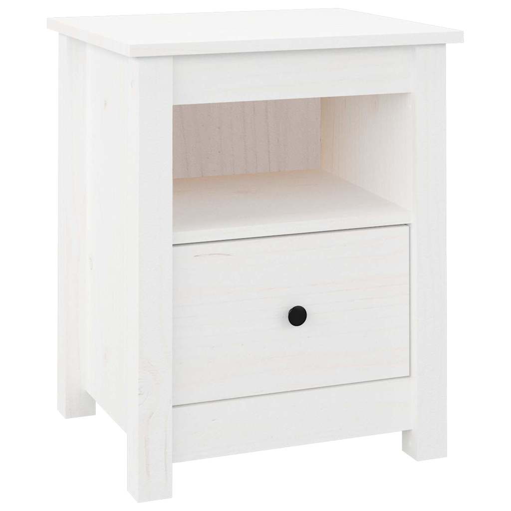 Vidaxl nachtkastje 40x35x49 cm massief grenenhout wit