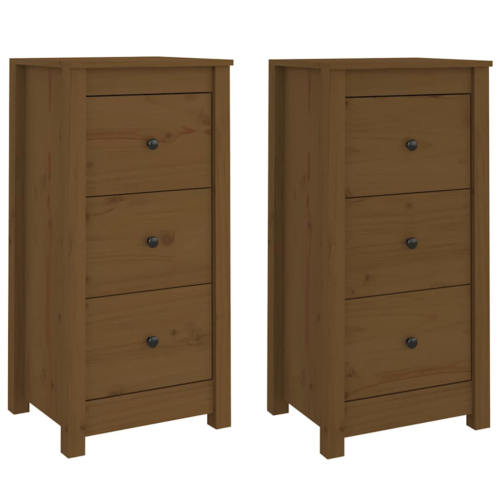 Vidaxl dressoirs 2 st 40x35x80 cm massief grenenhout honingbruin