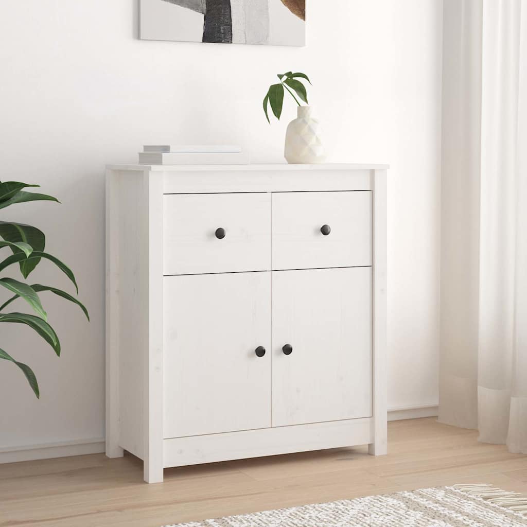 Vidaxl dressoir 70x35x80 cm massief grenenhout wit