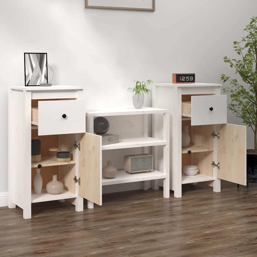 Vidaxl dressoirs 2 st 40x35x80 cm massief grenenhout wit