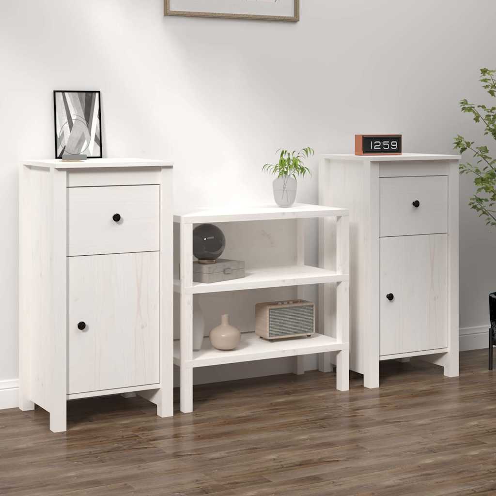 Vidaxl dressoirs 2 st 40x35x80 cm massief grenenhout wit