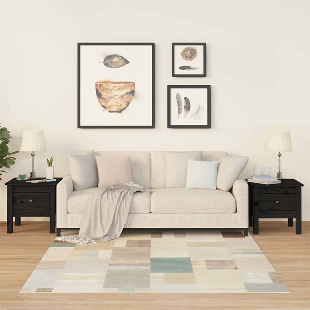Vidaxl bijzettafels 2 st 40x40x39 cm massief grenenhout zwart