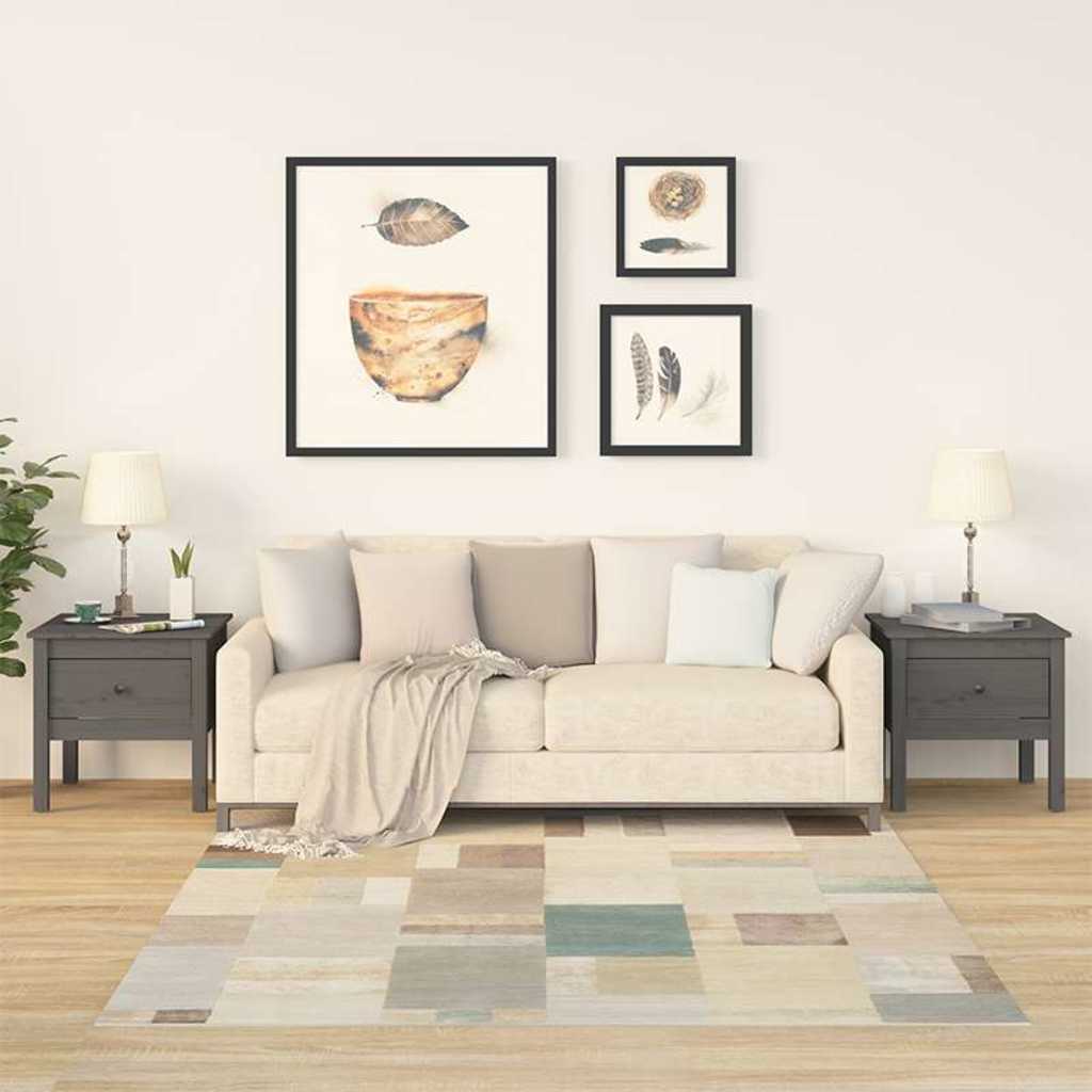Vidaxl bijzettafels 2 st 50x50x49 cm massief grenenhout grijs