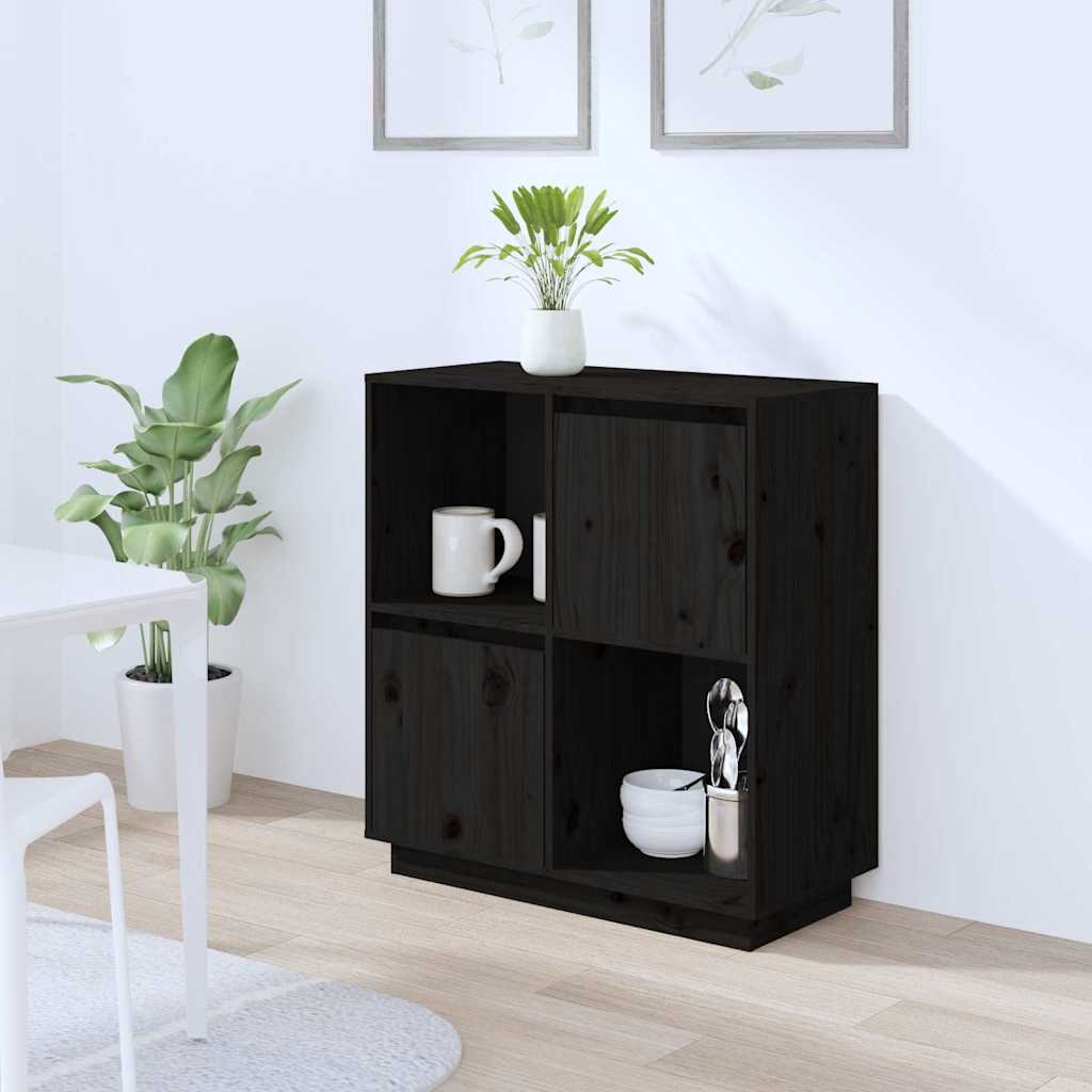 Vidaxl dressoir 74x35x80 cm massief grenenhout zwart