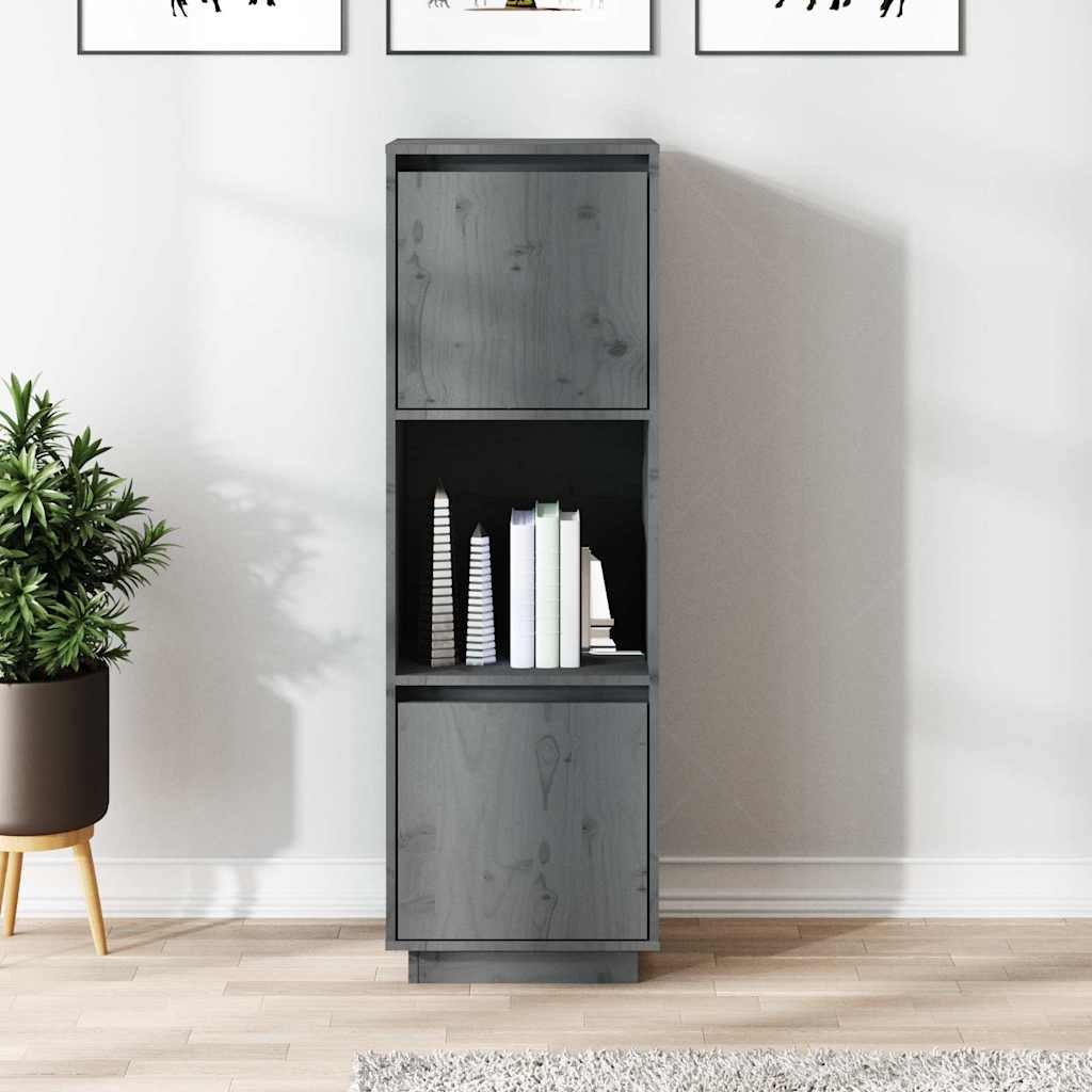 Vidaxl hoge kast 38x35x117 cm massief grenenhout grijs
