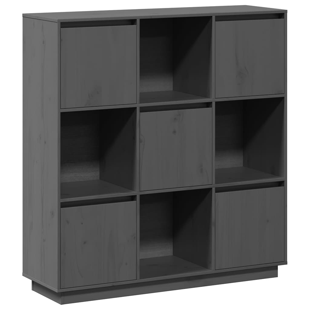 Vidaxl hoge kast 110,5x35x117 cm massief grenenhout grijs