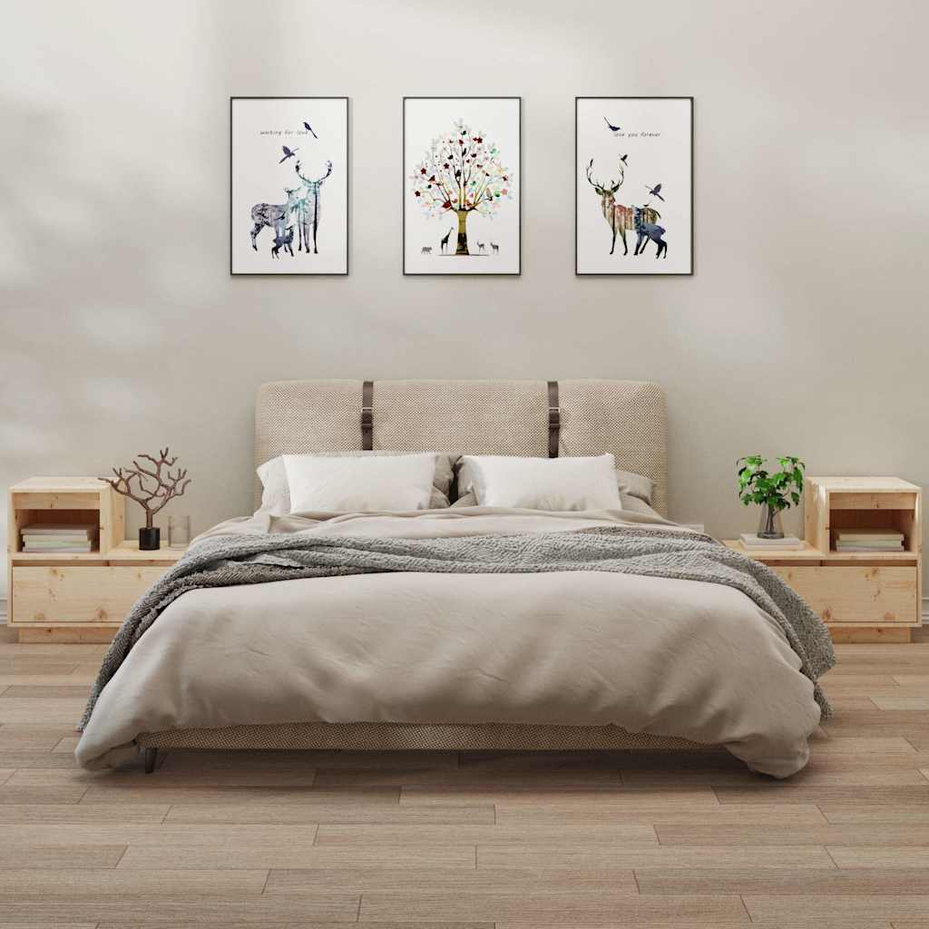 Vidaxl nachtkastjes 2 st 60x34x51 cm massief grenenhout