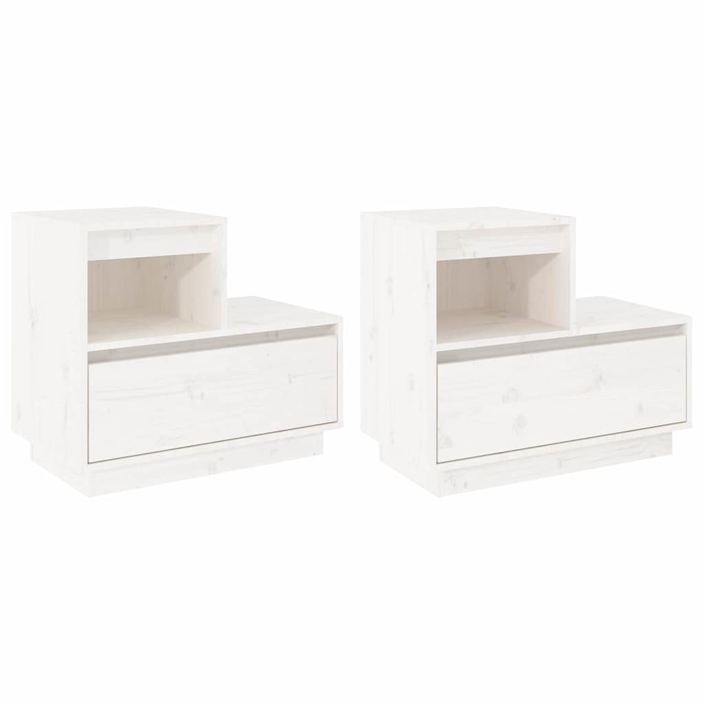 Vidaxl nachtkastjes 2 st 60x34x51 cm massief grenenhout wit