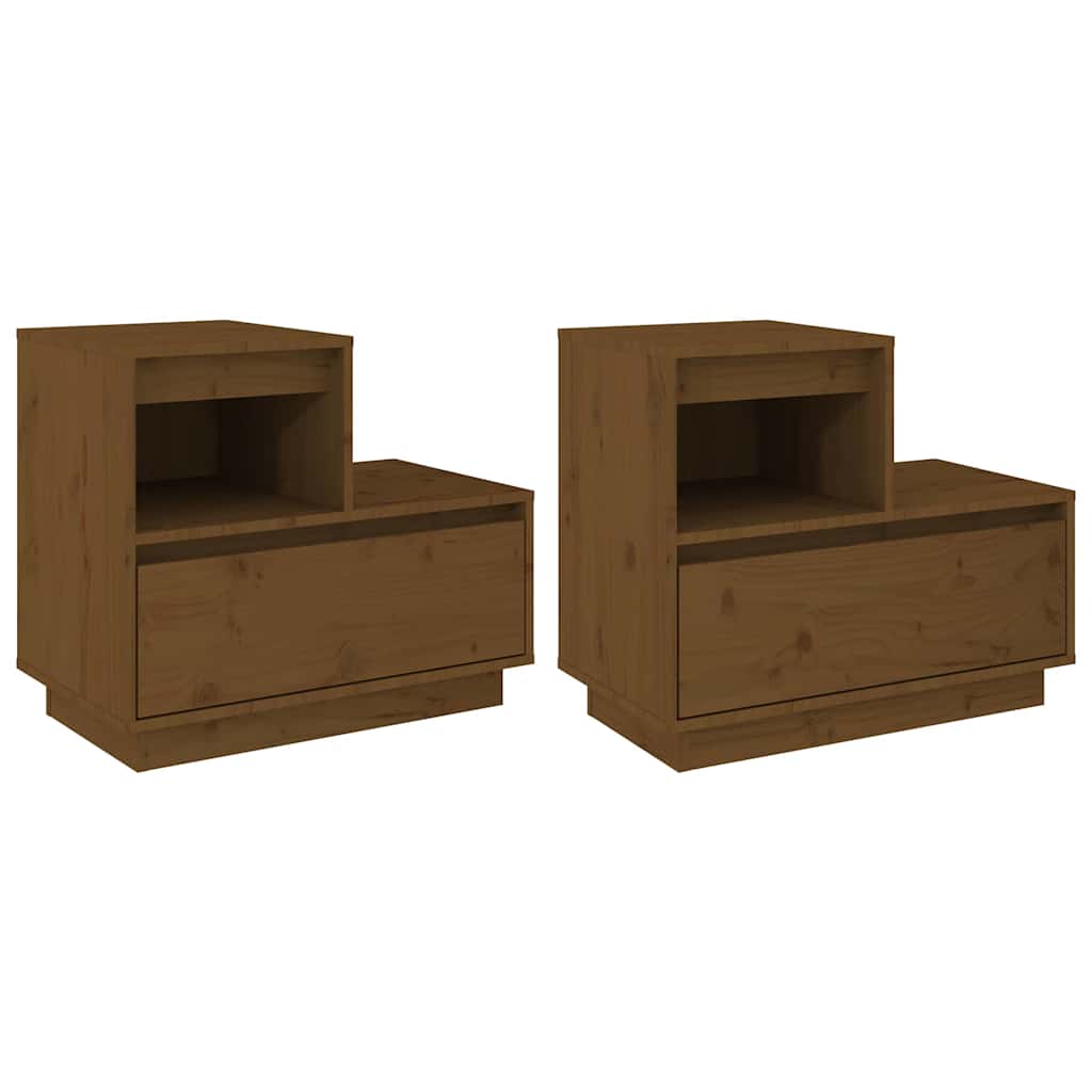 Vidaxl nachtkastjes 2 st 60x34x51 cm massief grenenhout honingbruin