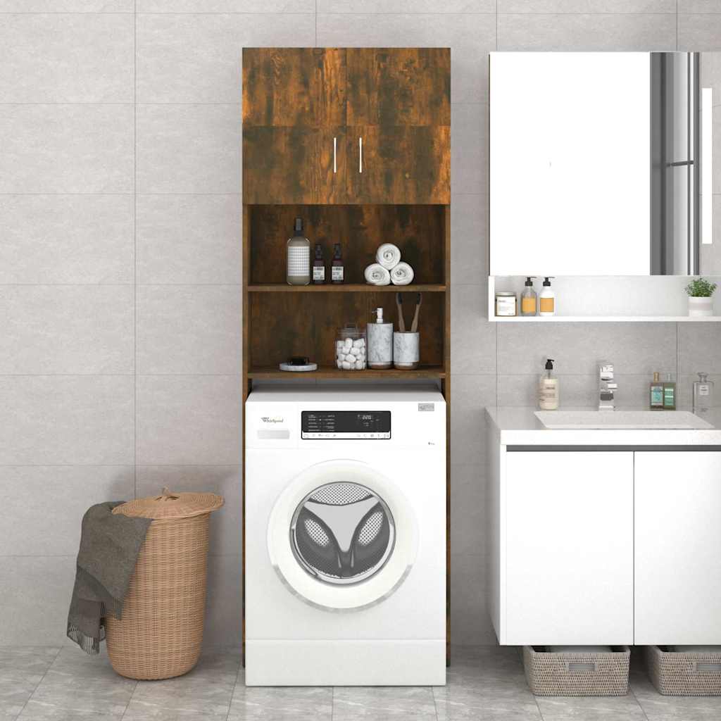 Vidaxl wasmachinekast 64x25,5x190 cm gerookt eikenkleurig