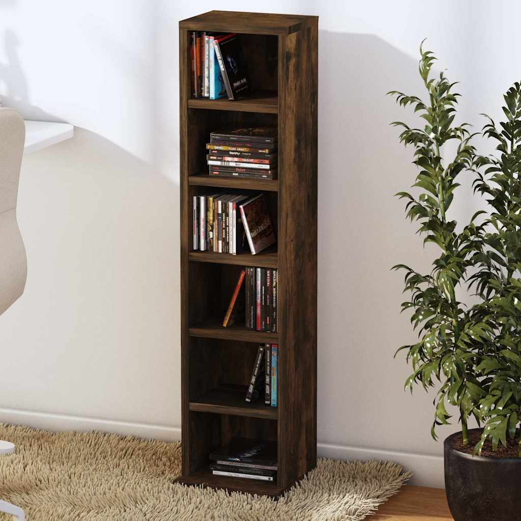Vidaxl cd-kast 21x20x88 cm bewerkt hout gerookt eikenkleurig