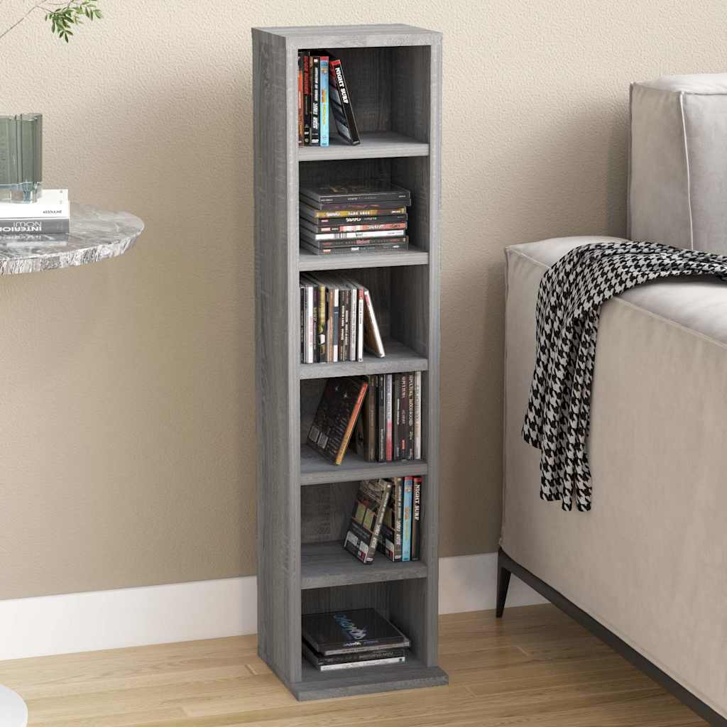Vidaxl cd-kast 21x20x88 cm bewerkt hout grijs sonoma eikenkleurig