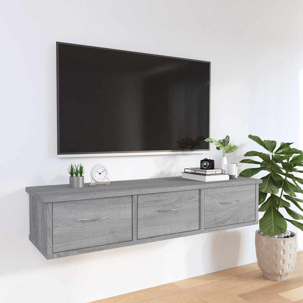 Vidaxl wandkast 88x26x18,5 cm bewerkt hout grijs sonoma eikenkleurig
