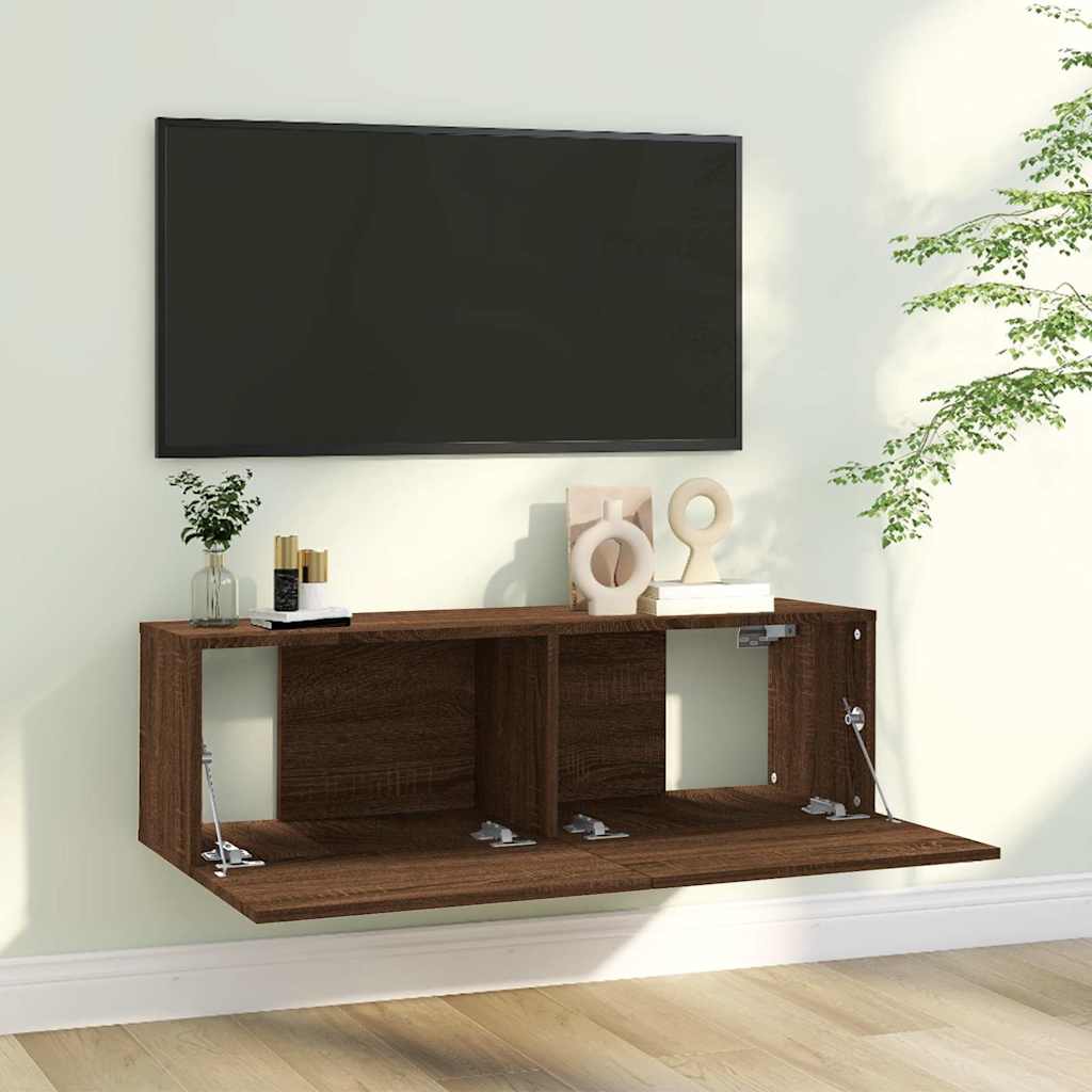 Vidaxl tv-wandmeubel 100x30x30 cm bewerkt hout bruin eikenkleur