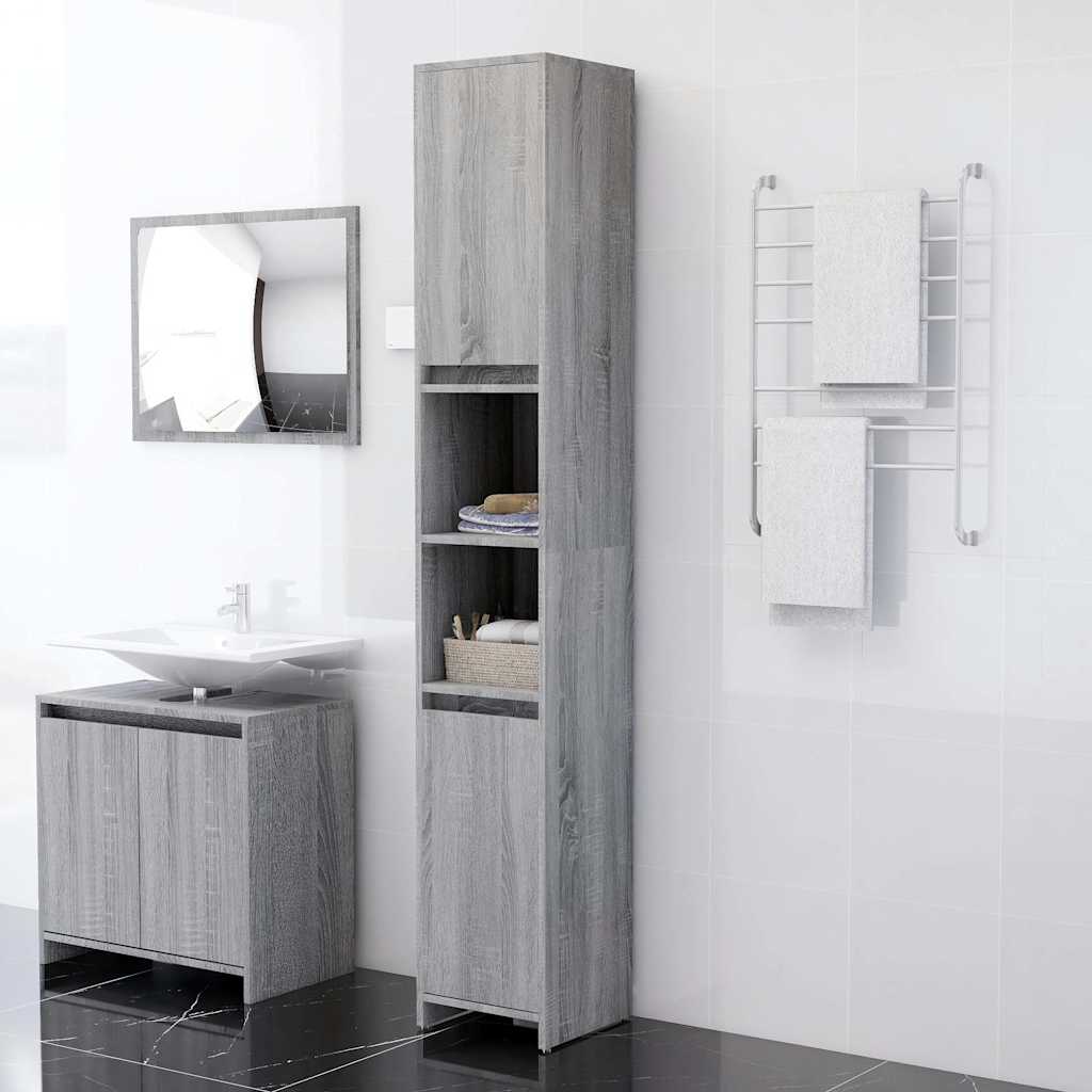 Vidaxl badkamerkast 30x30x183,5 cm bewerkt hout grijs sonoma eiken