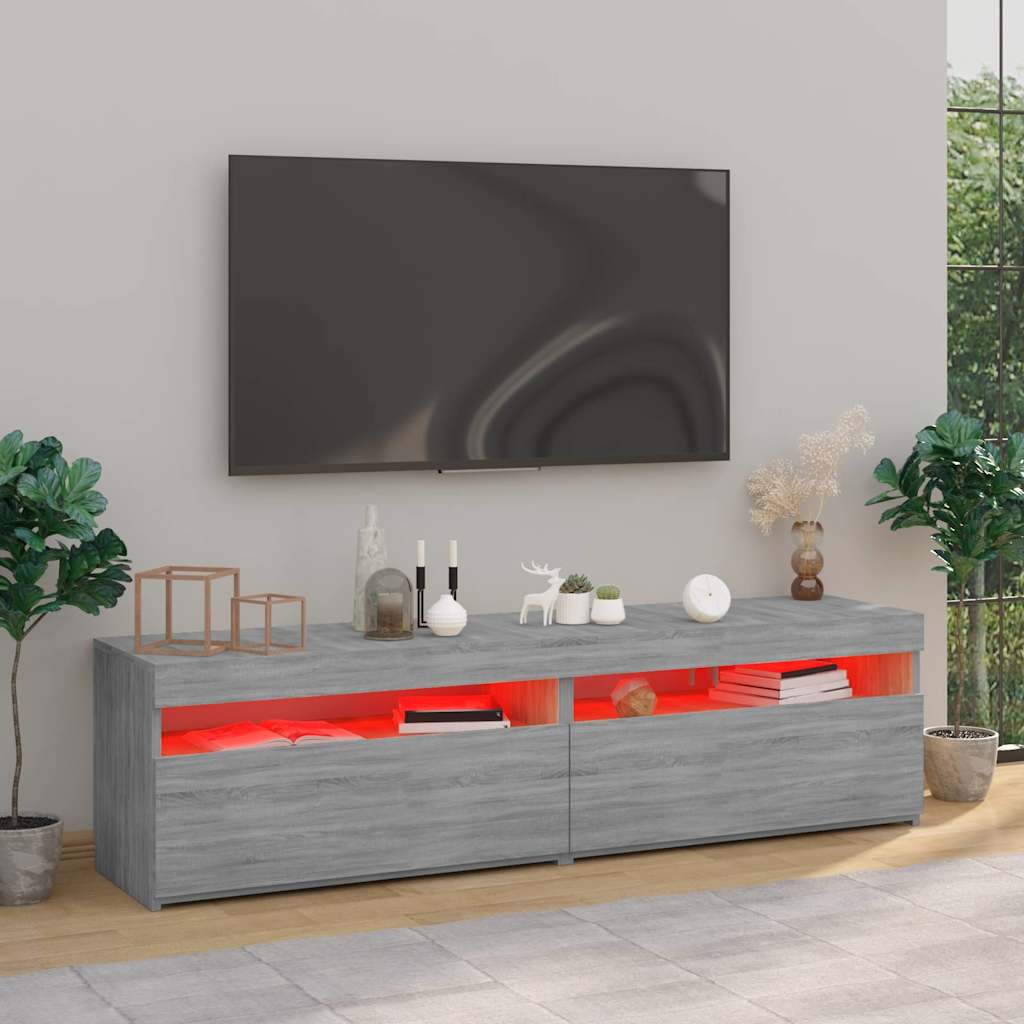 Vidaxl tv-meubelen met led-verlichting 2 st 75x35x40 cm grijs sonoma