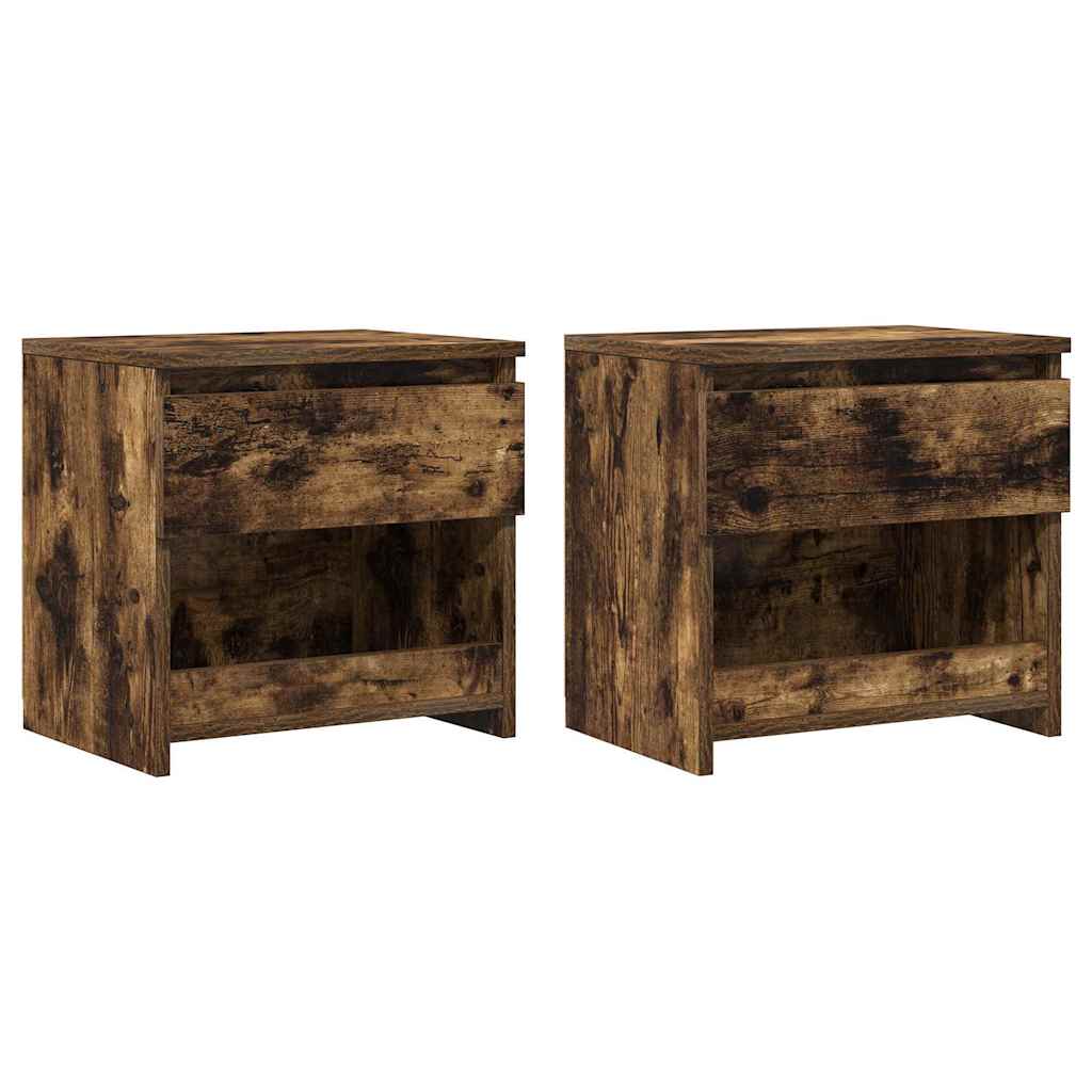 Vidaxl nachtkastjes 2 st 40x30x39 cm bewerkt hout gerookt eikenkleurig