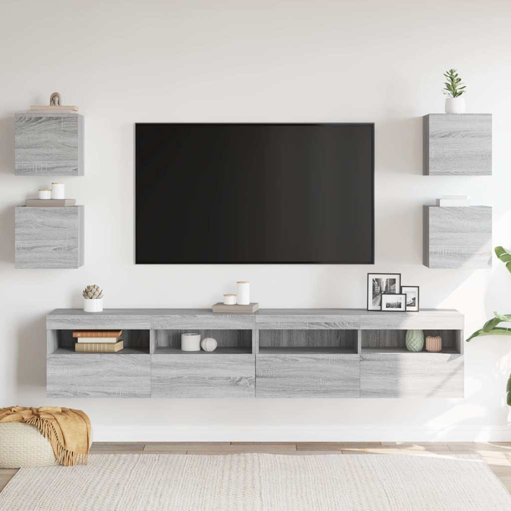 Vidaxl tv-wandmeubelen 4 st 30,5x30x30 cm grijs sonoma eikenkleurig