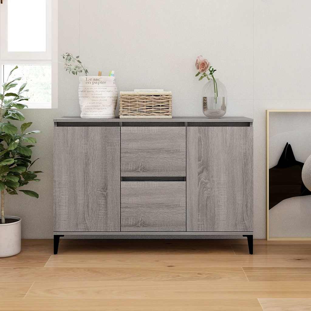 Vidaxl dressoir 102x35x70 cm bewerkt hout grijs sonoma eikenkleurig