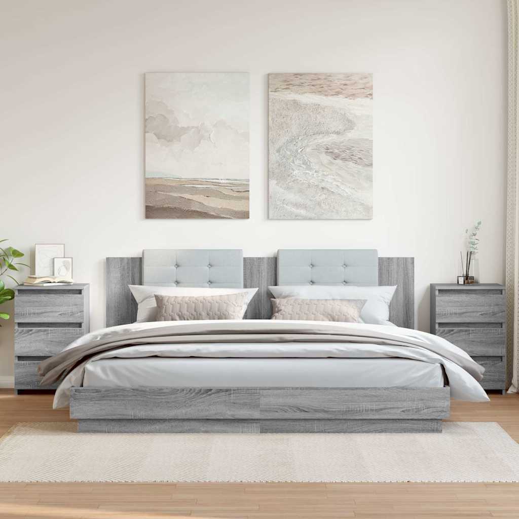 Vidaxl nachtkastjes 2 st 40x35x62,5 cm bewerkt hout grijs sonoma eiken