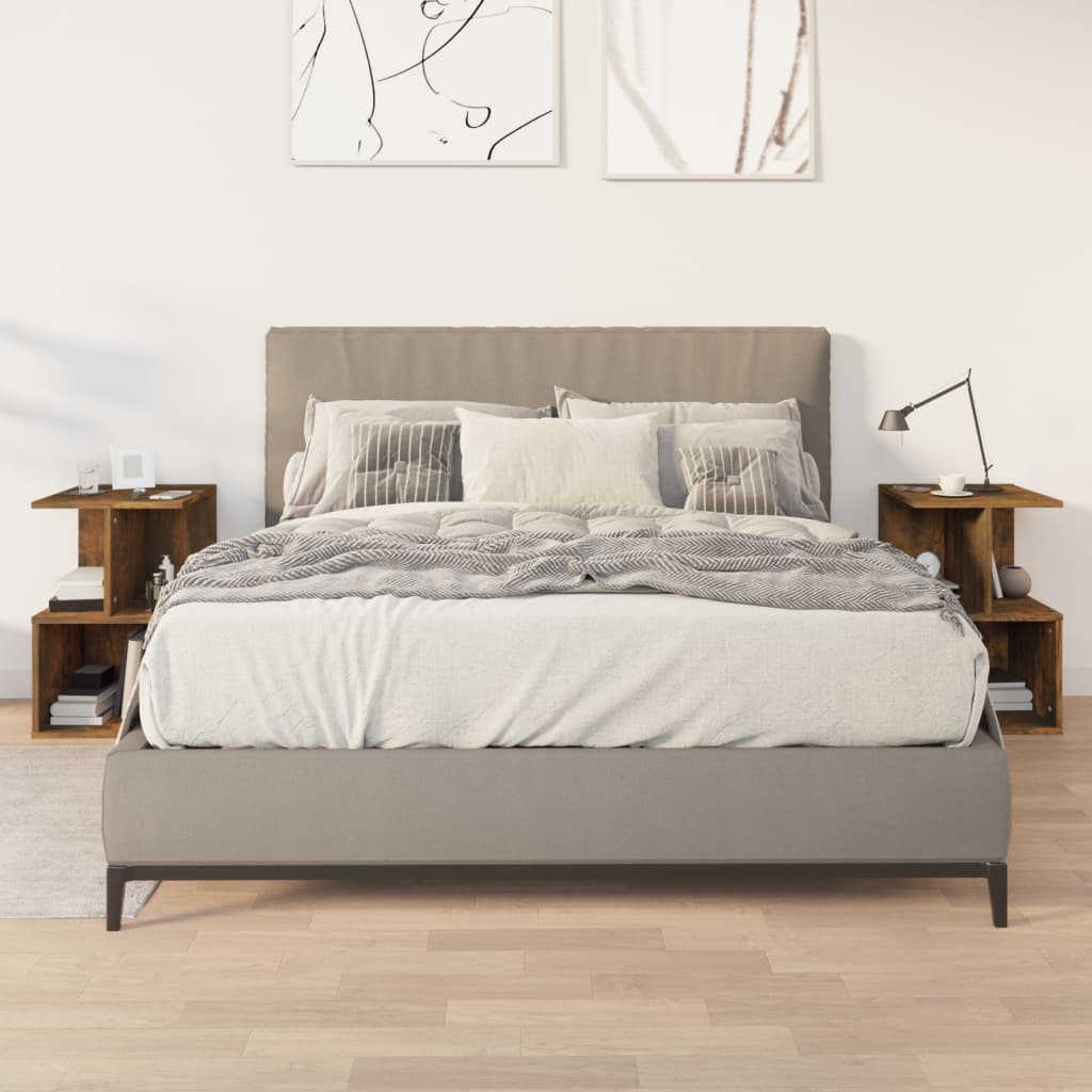 Vidaxl nachtkastjes 2 st 35x35x55 cm bewerkt hout gerookt eikenkleurig