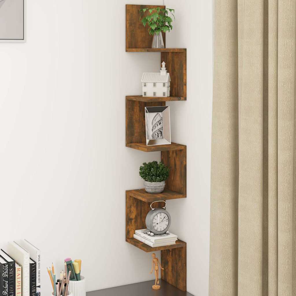Vidaxl hoekwandschap 20x20x127,5 cm bewerkt hout gerookt eikenkleurig