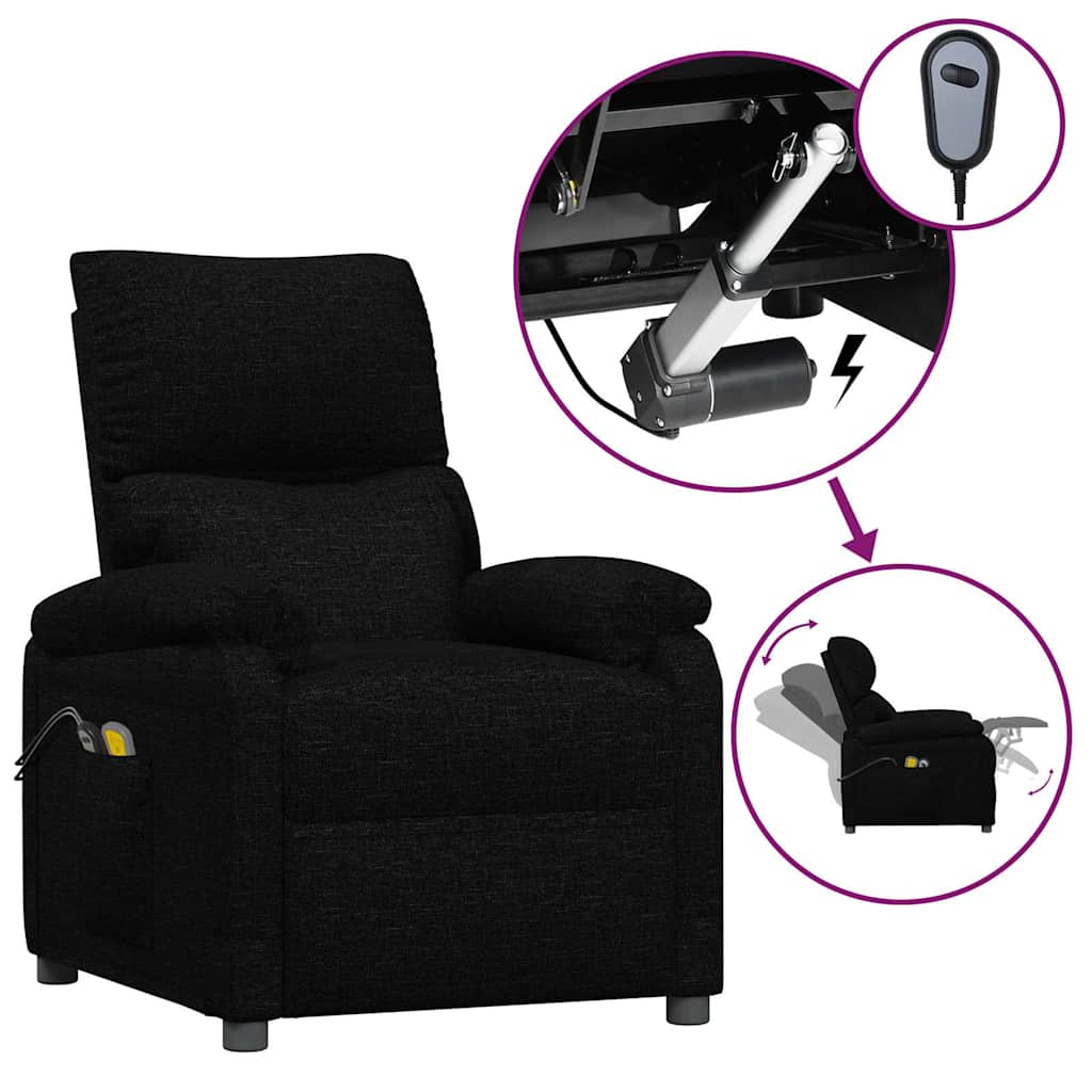 Vidaxl massagestoel elektrisch stof zwart