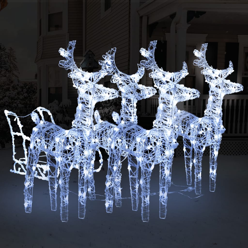 VidaXL Kerstversiering rendieren en slee 240 LED's acryl