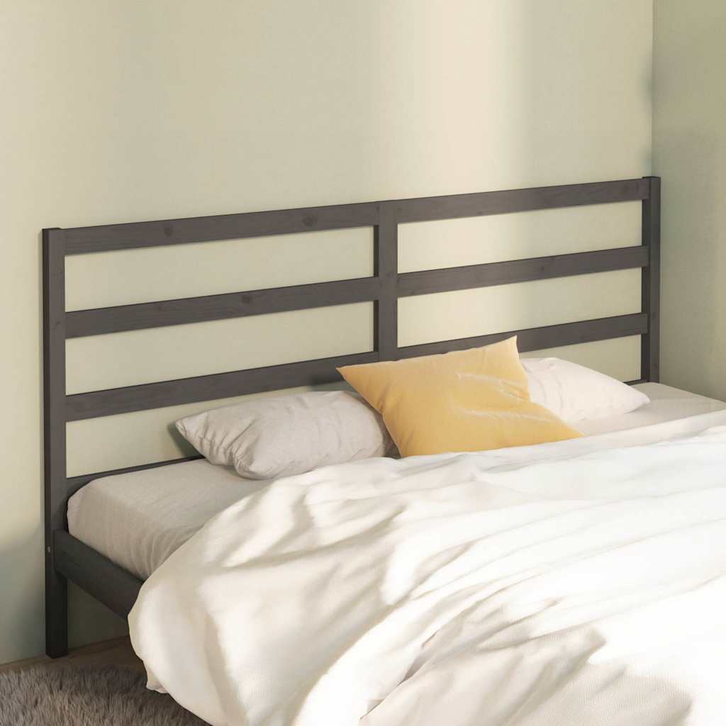 Vidaxl hoofdbord 206x4x100 cm massief grenenhout grijs