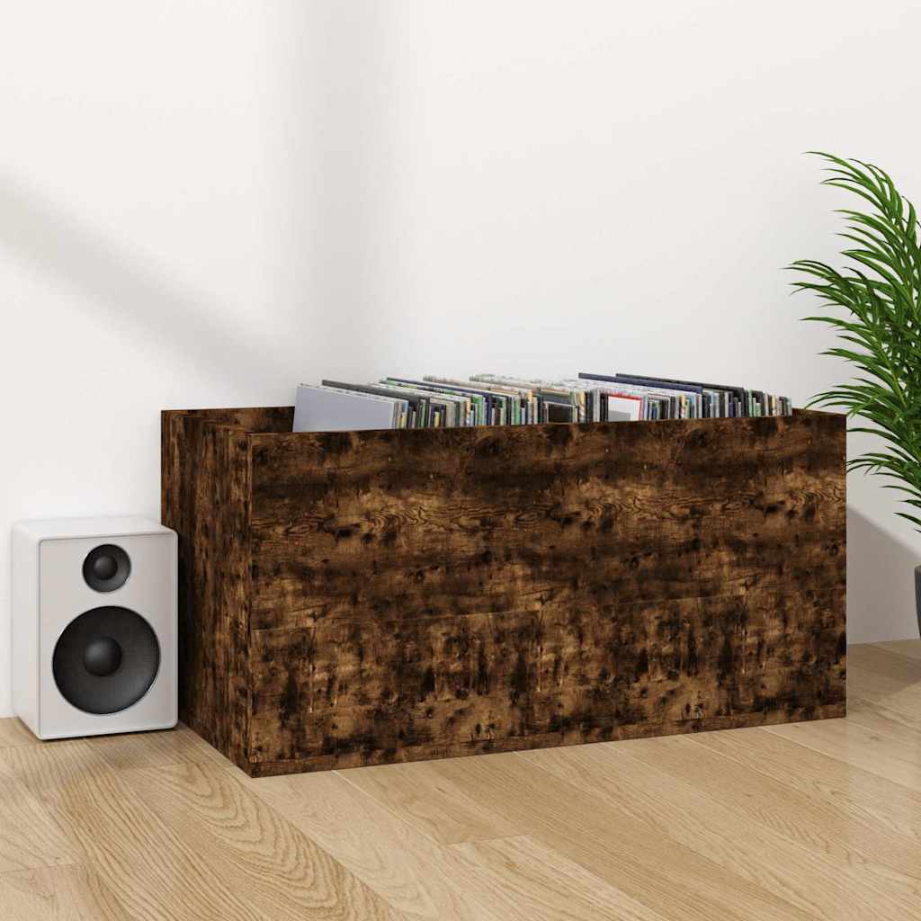 Vidaxl opbergbox voor lp's 71x34x36 cm bewerkt hout gerookt eikenkleur
