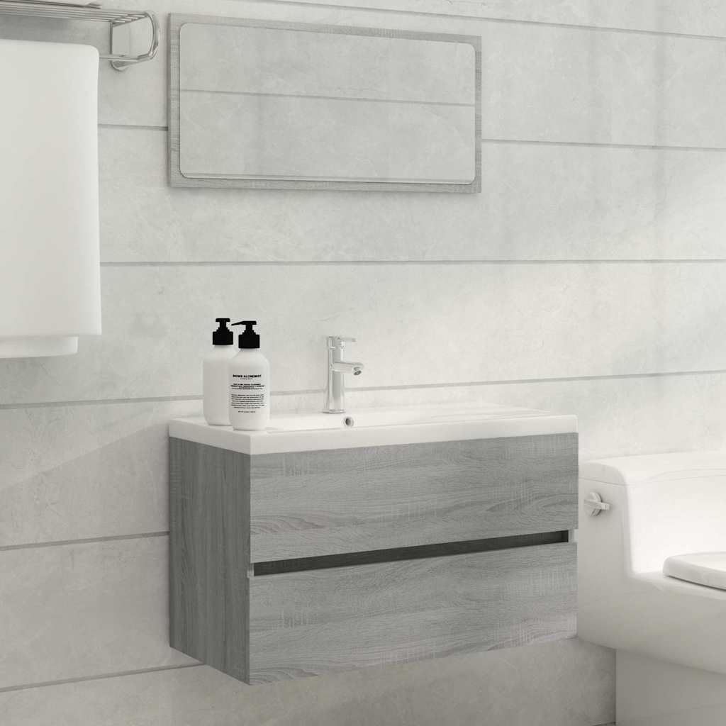 Vidaxl wastafelkast 80x38,5x45 cm bewerkt hout grijs sonoma eikenkleur
