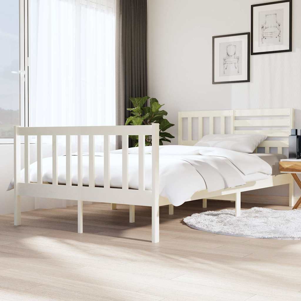 Vidaxl bedframe massief hout wit 120x200 cm