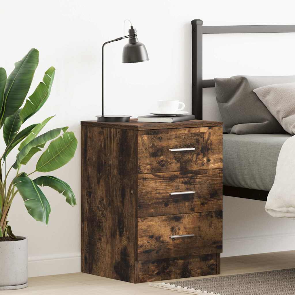 Vidaxl nachtkastje 38x35x56 cm bewerkt hout gerookt eikenkleurig