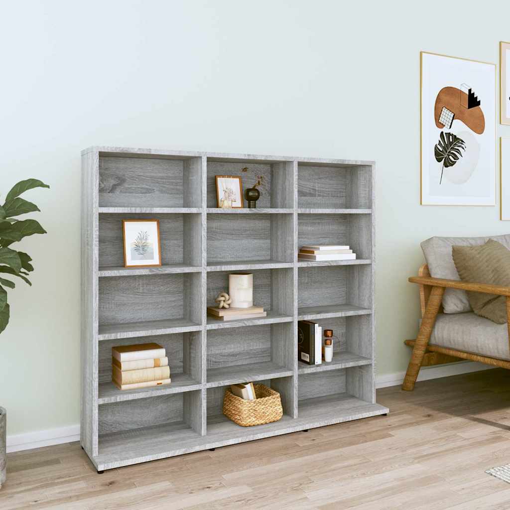 Vidaxl cd-kast 100x23x89,5 cm bewerkt hout grijs sonoma eikenkleurig