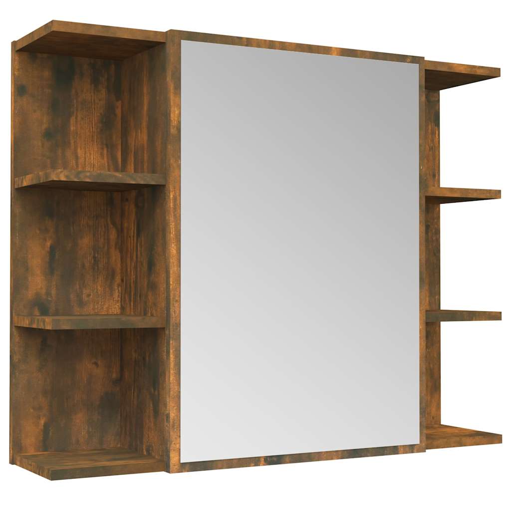 Vidaxl badkamerspiegelkast 80x20,5x64 cm bewerkt hout gerookt eiken