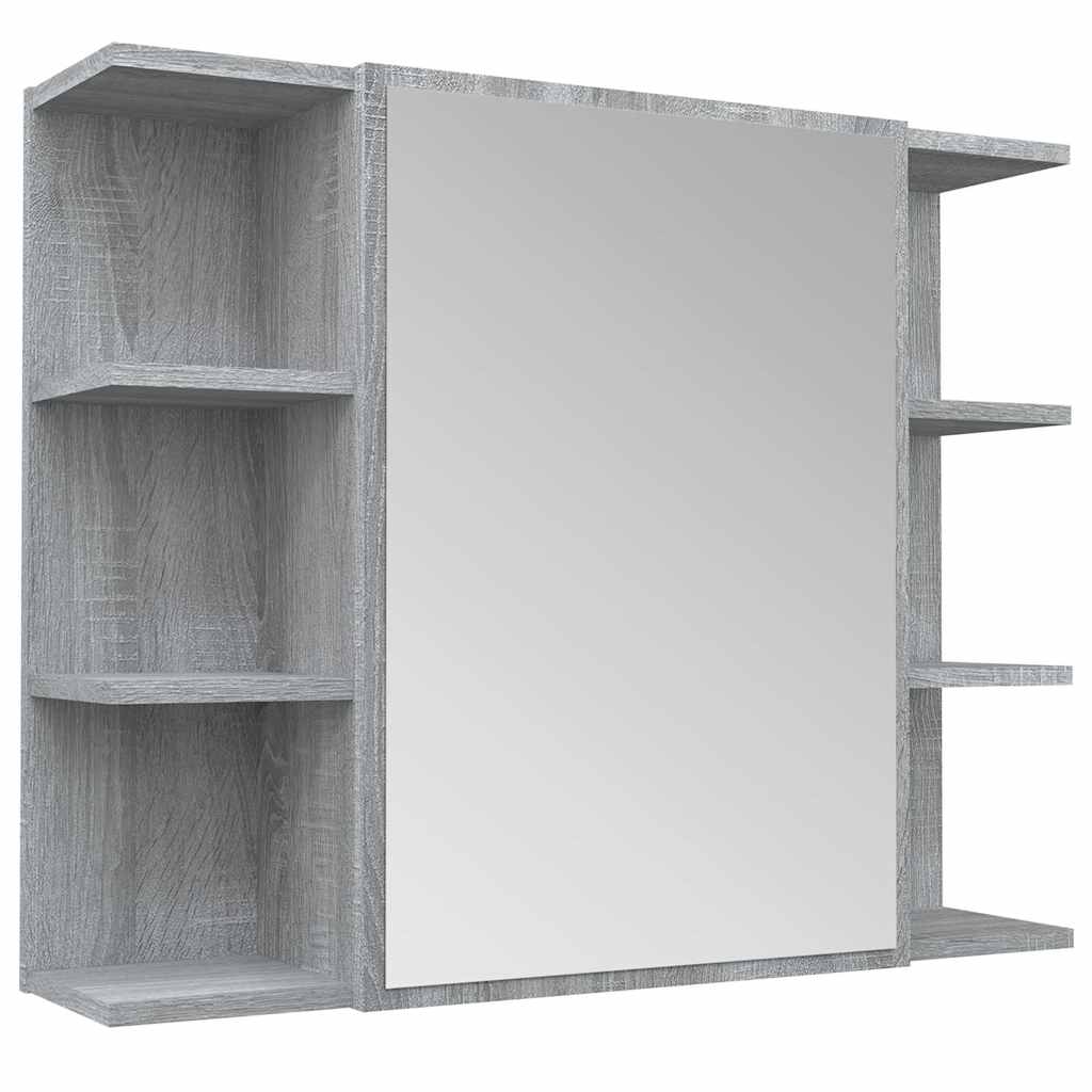 Vidaxl badkamerspiegelkast 80x20,5x64 cm bewerkt hout grijs sonoma