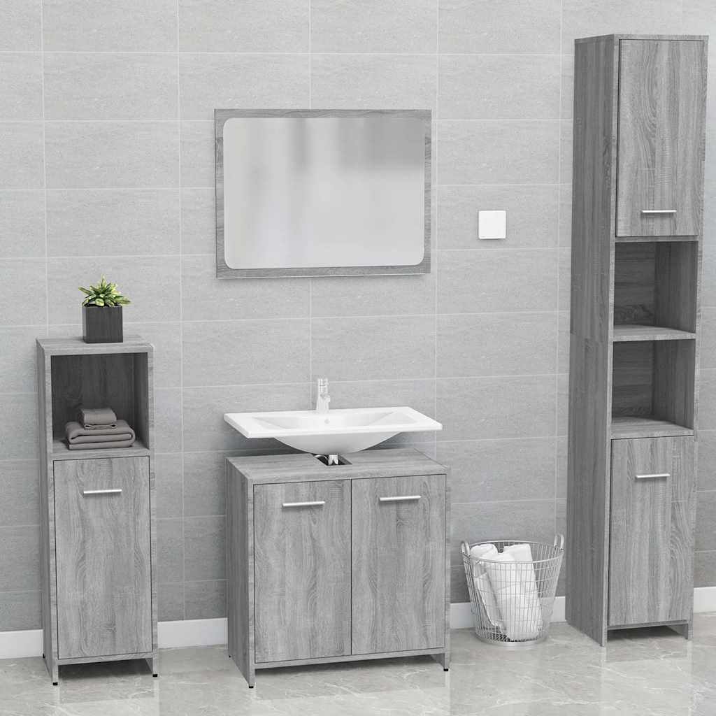 Vidaxl badkamermeubelset bewerkt hout grijs sonoma eikenkleurig