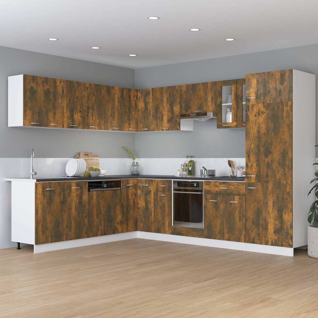 Vidaxl onderkast met lade lyon 30x46x81,5 cm bewerkt hout gerookt eiken