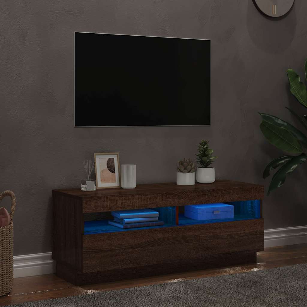 Vidaxl tv-meubel met led-verlichting 100x35x40 cm bruin eikenkleur