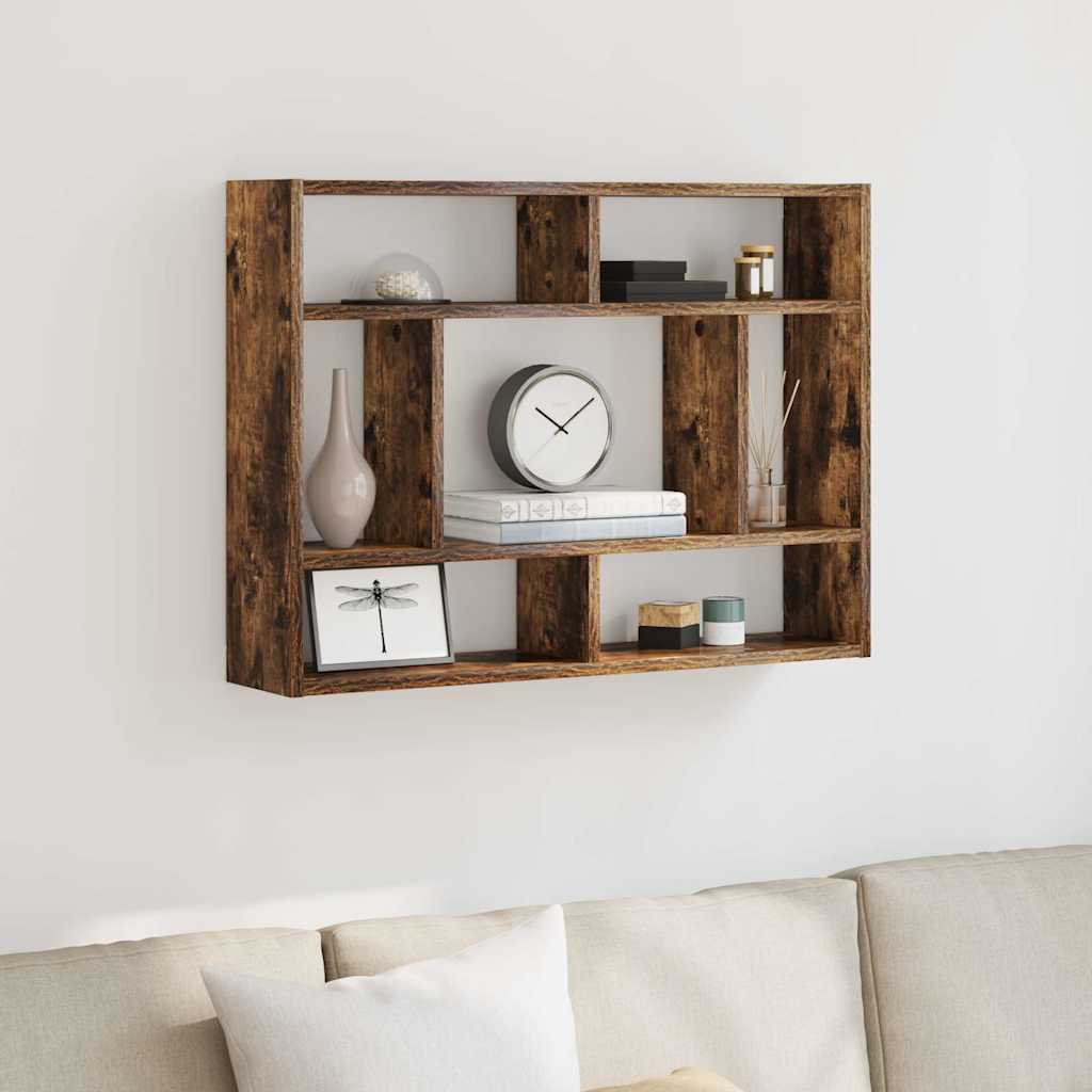 Vidaxl wandschap 75x16x55 cm bewerkt hout gerookt eikenkleurig
