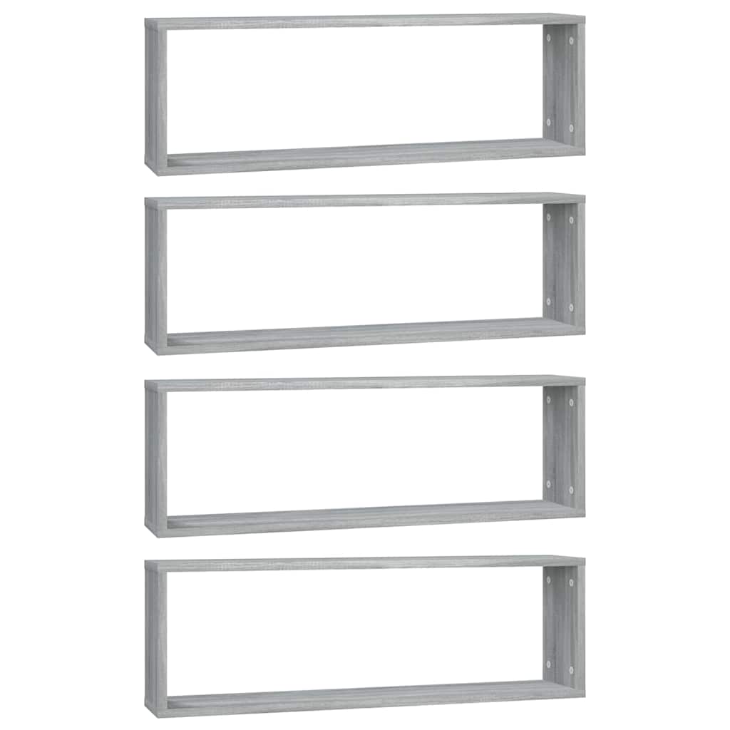 Vidaxl wandschappen kubus 4 st 80x15x26,5 cm bewerkt hout grijs sonoma